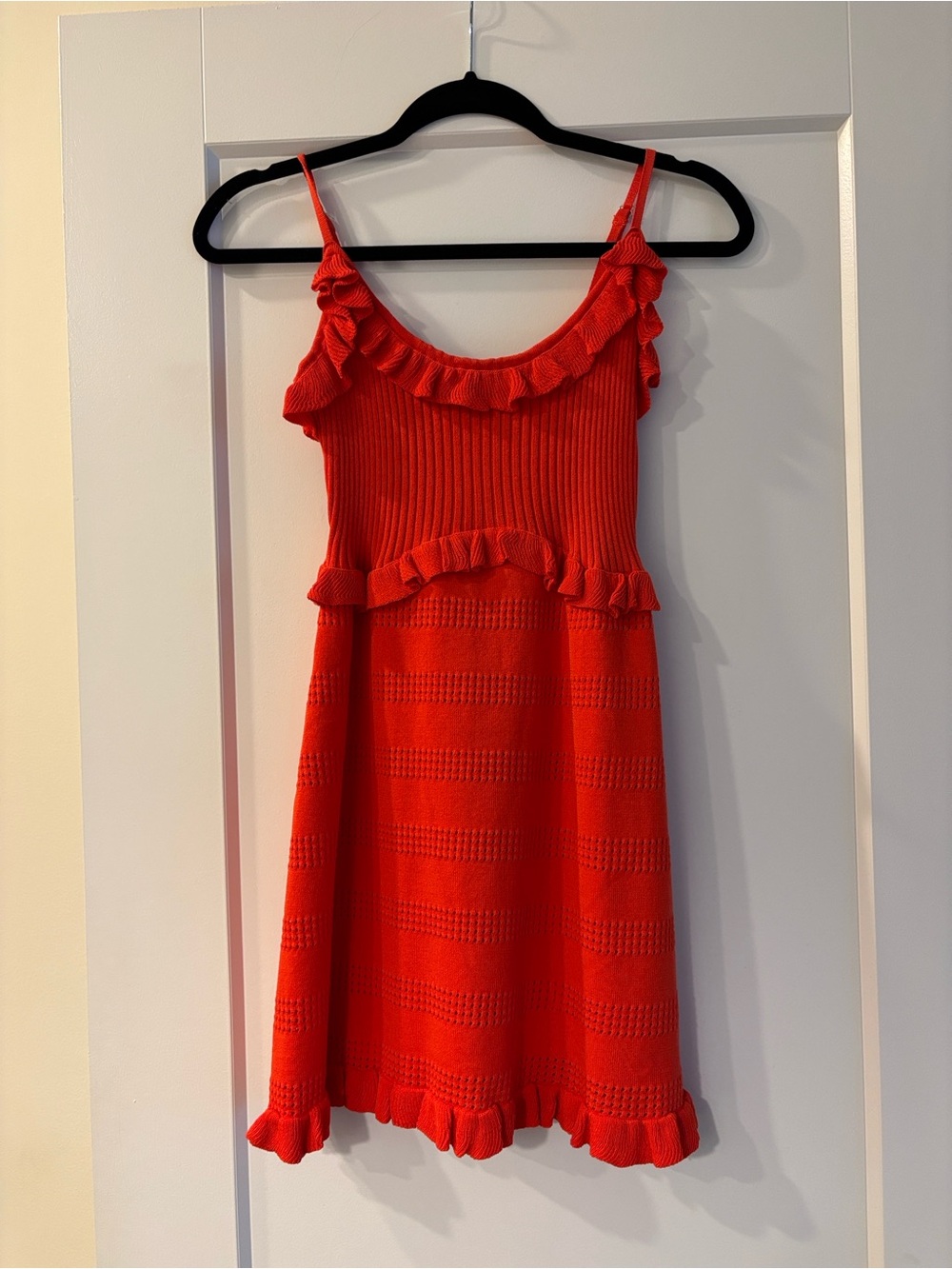 Lulu’s Red Ruffle Knit Dress - Picture 2 of 4